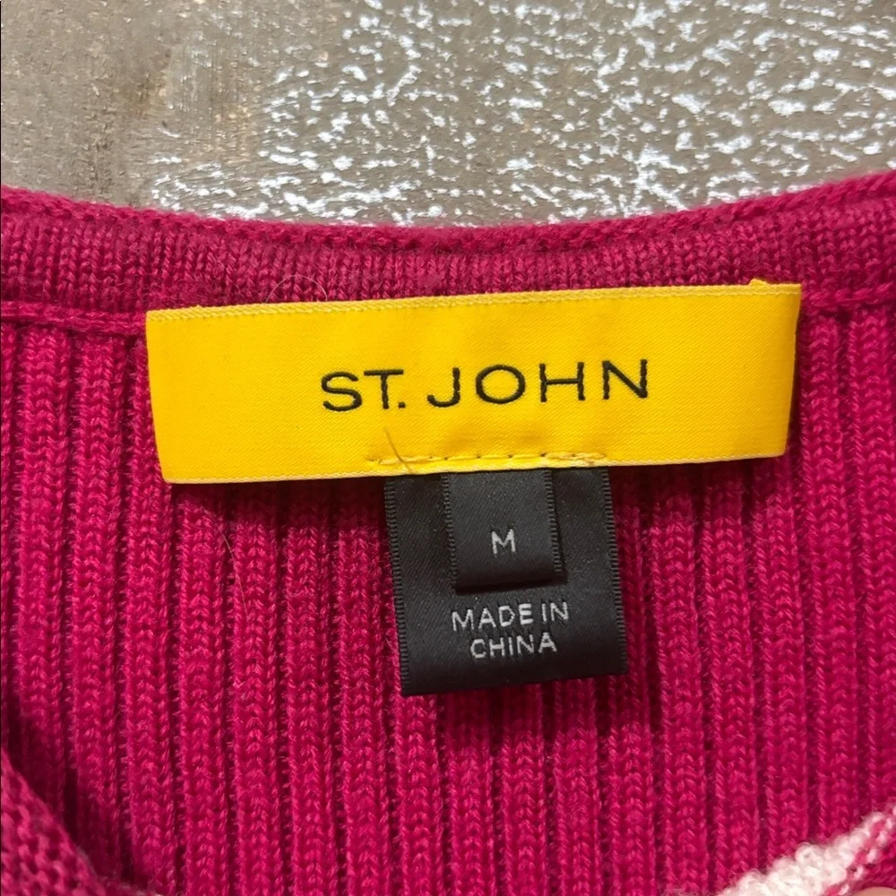 St John Wool magenta pink with stripes sweater vest size Medium